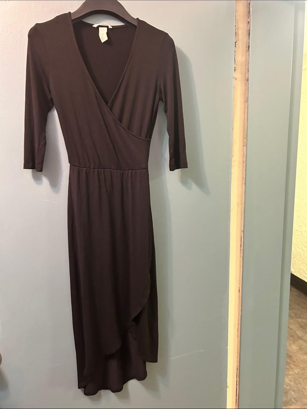 H&M Brown Wrap High-Low Midi Dress